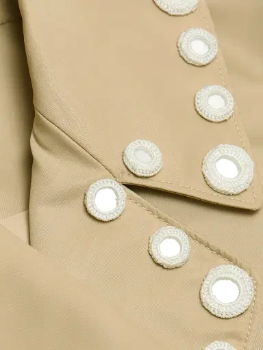 Cinq à Sept Women's Yates Crochet Mirrors Crop Trench Jacket - Khaki | Thumbnail 7