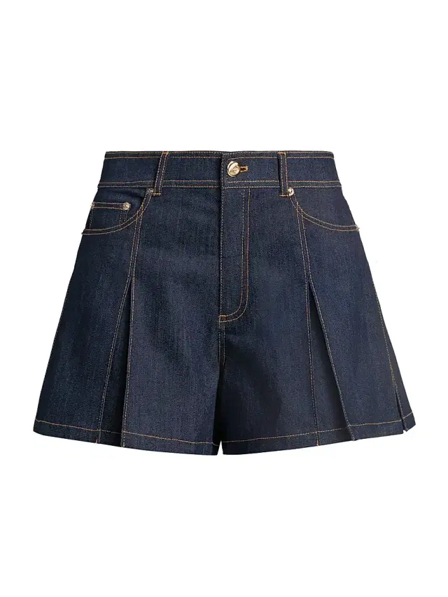 Women's Desi Pleated Denim Shorts - Indigo