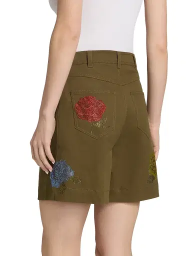 Cinq à Sept Women's Betsy Heatset Roses Bermuda Shorts - Dark Olive Multi - Size 12 | Thumbnail 5 Cinq à Sept Women's Betsy Heatset Roses Bermuda Shorts - Dark Olive Multi - Size 12 | Thumbnail 5