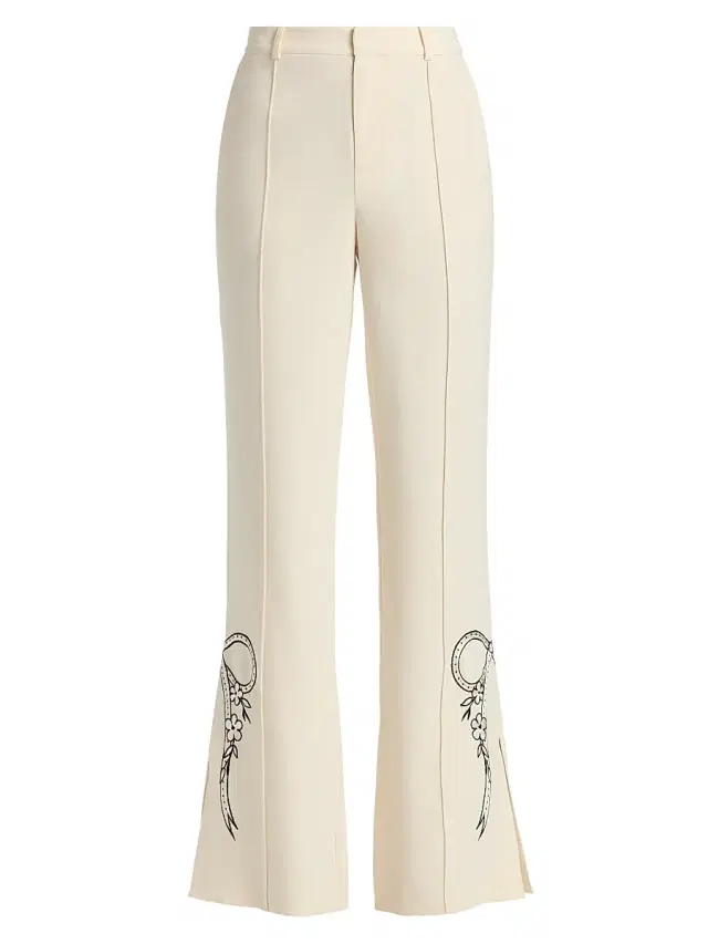 Cinq à Sept Women's Abeline Cascading Ribbon Pants - Gardenia Black