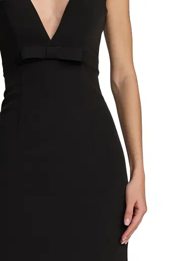 Mac Duggal Women's Bow Crepe Sleeveless Mermaid Gown - Black - Size 12 | Thumbnail 3