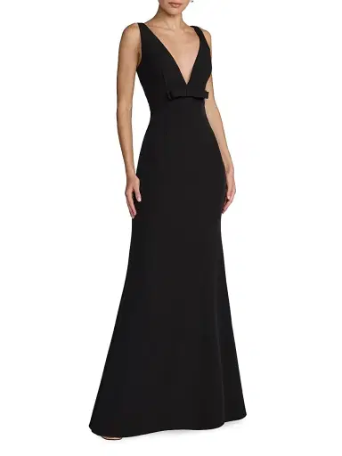 Mac Duggal Women's Bow Crepe Sleeveless Mermaid Gown - Black - Size 12 | Thumbnail 1