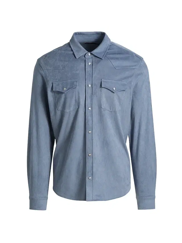Men's Eastwood Faux Suede Shirt - Steel Blue