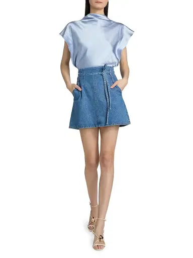 TANYA TAYLOR Women's Annika Denim Miniskirt - Medium Indigo Blue - Size 12 | Thumbnail 2