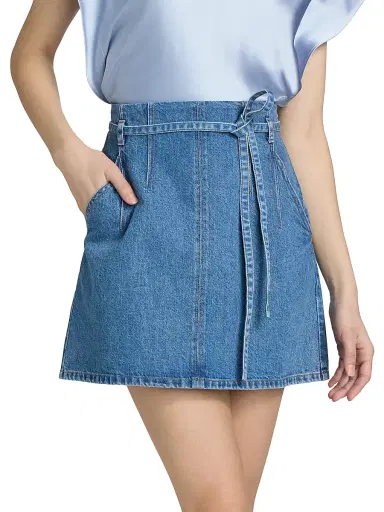 TANYA TAYLOR Women's Annika Denim Miniskirt - Medium Indigo Blue - Size 12 | Thumbnail 3