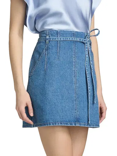 TANYA TAYLOR Women's Annika Denim Miniskirt - Medium Indigo Blue - Size 12 | Thumbnail 4