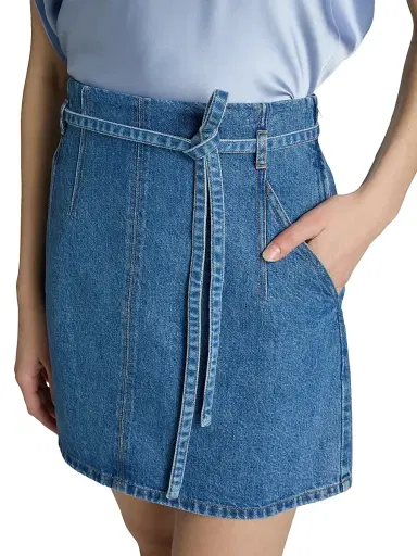TANYA TAYLOR Women's Annika Denim Miniskirt - Medium Indigo Blue - Size 12 | Thumbnail 6