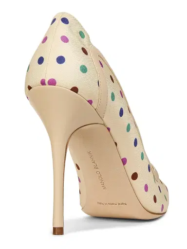 Manolo Blahnik Women's 105MM Polka Dot Silk Stiletto Pumps - Cream Multi | Thumbnail 3 Manolo Blahnik Women's 105MM Polka Dot Silk Stiletto Pumps - Cream Multi | Thumbnail 3