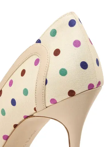Manolo Blahnik Women's 105MM Polka Dot Silk Stiletto Pumps - Cream Multi | Thumbnail 5 Manolo Blahnik Women's 105MM Polka Dot Silk Stiletto Pumps - Cream Multi | Thumbnail 5