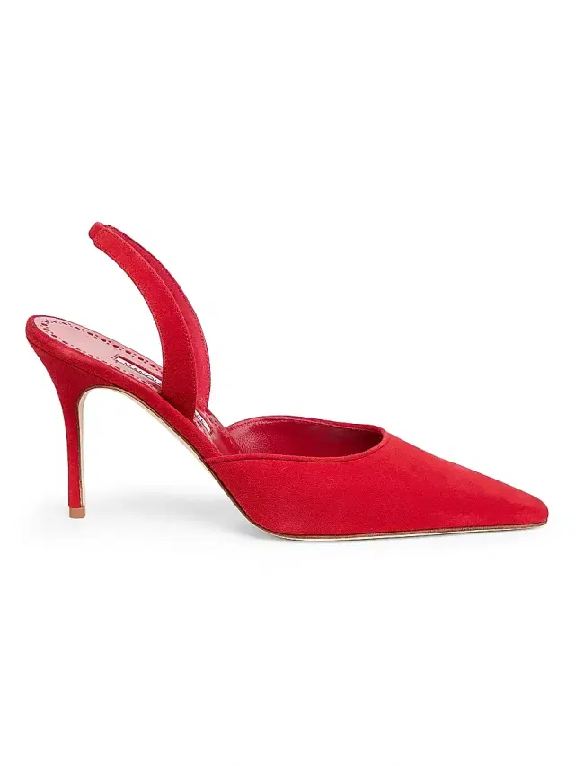 Women's Borelapla 90MM Suede Slingback Pumps - Bright Red