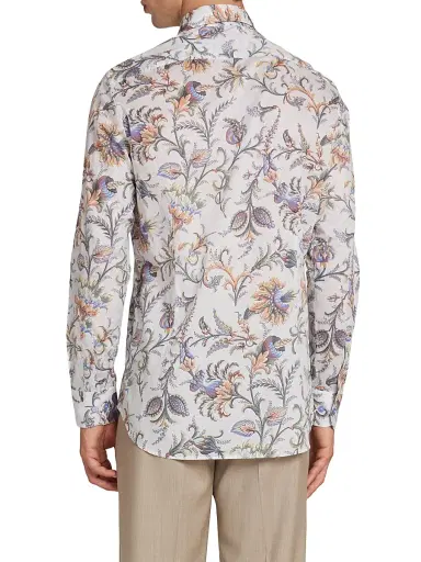 Etro Men's Foliage-Print Cotton Button-Front Shirt | Thumbnail 5