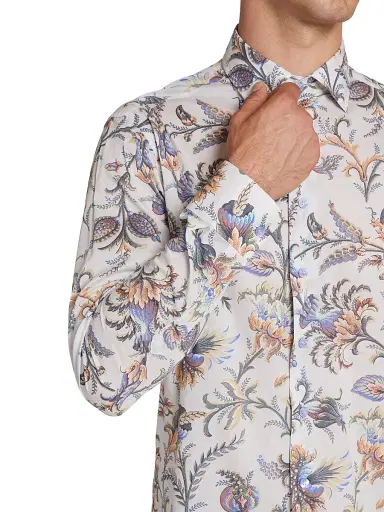 Etro Men's Foliage-Print Cotton Button-Front Shirt | Thumbnail 6