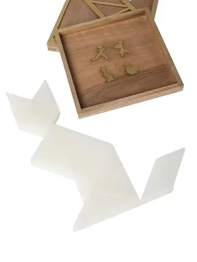 Brunello Cucinelli Onyx, Walnut Wood and Brass Tangram Set | Thumbnail 3 Brunello Cucinelli Onyx, Walnut Wood and Brass Tangram Set | Thumbnail 3