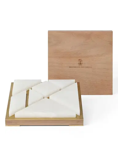 Brunello Cucinelli Onyx, Walnut Wood and Brass Tangram Set | Thumbnail 1 Brunello Cucinelli Onyx, Walnut Wood and Brass Tangram Set | Thumbnail 1