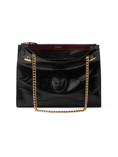 Versace Women's La Vacanza Cabine Leather Shoulder Bag - Black Gold | Thumbnail 1