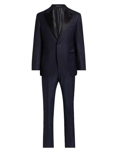 Emporio Armani Men's Solid Stretch-Virgin Wool Tuxedo - Navy - Size 46 | Thumbnail 1 Emporio Armani Men's Solid Stretch-Virgin Wool Tuxedo - Navy - Size 46 | Thumbnail 1