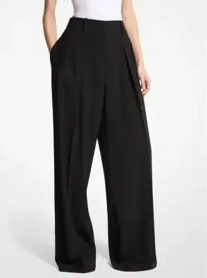 Michael Kors Collection Pleated Wool Trousers in Black | Thumbnail 2 Michael Kors Collection Pleated Wool Trousers in Black | Thumbnail 2