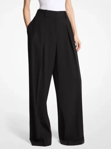 Michael Kors Collection Pleated Wool Trousers in Black | Thumbnail 4 Michael Kors Collection Pleated Wool Trousers in Black | Thumbnail 4