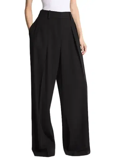 Michael Kors Collection Pleated Wool Trousers in Black | Thumbnail 1 Michael Kors Collection Pleated Wool Trousers in Black | Thumbnail 1