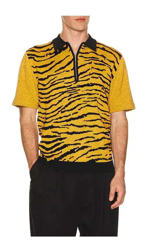 Half Zip Knit Polo Animal Jacquard