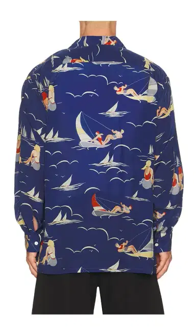 Beams Plus Open Collar Cupro Print | Thumbnail 2