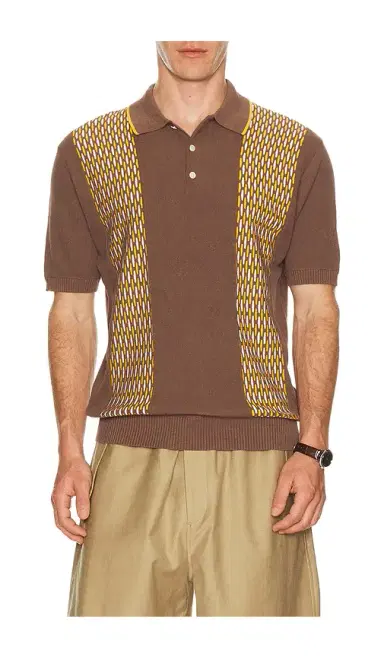 Beams Plus Knit Polo Front Stripe Jacquard | Thumbnail 1