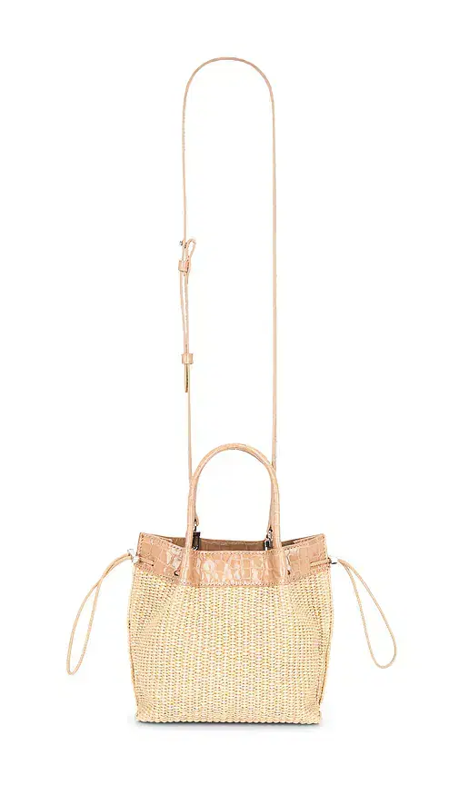BY FAR Baby Kayla Raffia & Croco Embossed Handbag