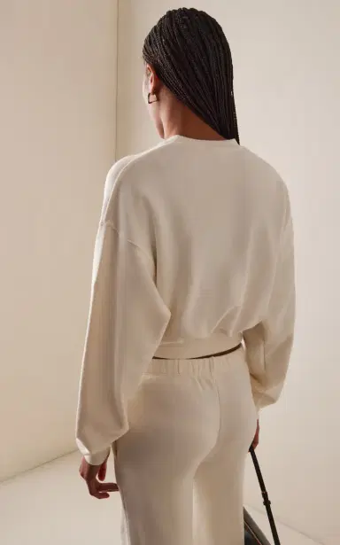 ÉTERNE Cropped Cotton-Modal Sweatshirt | Thumbnail 4 ÉTERNE Cropped Cotton-Modal Sweatshirt | Thumbnail 4