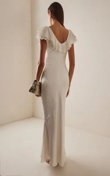 DE LA VALI Amancia Ruffled Silk-Blend Satin Maxi Dress | Thumbnail 4 DE LA VALI Amancia Ruffled Silk-Blend Satin Maxi Dress | Thumbnail 4