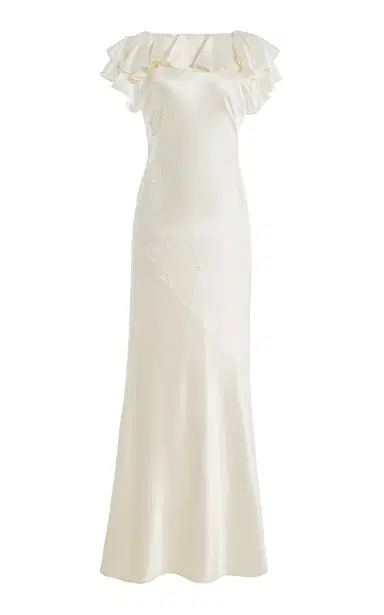 DE LA VALI Amancia Ruffled Silk-Blend Satin Maxi Dress | Thumbnail 6 DE LA VALI Amancia Ruffled Silk-Blend Satin Maxi Dress | Thumbnail 6