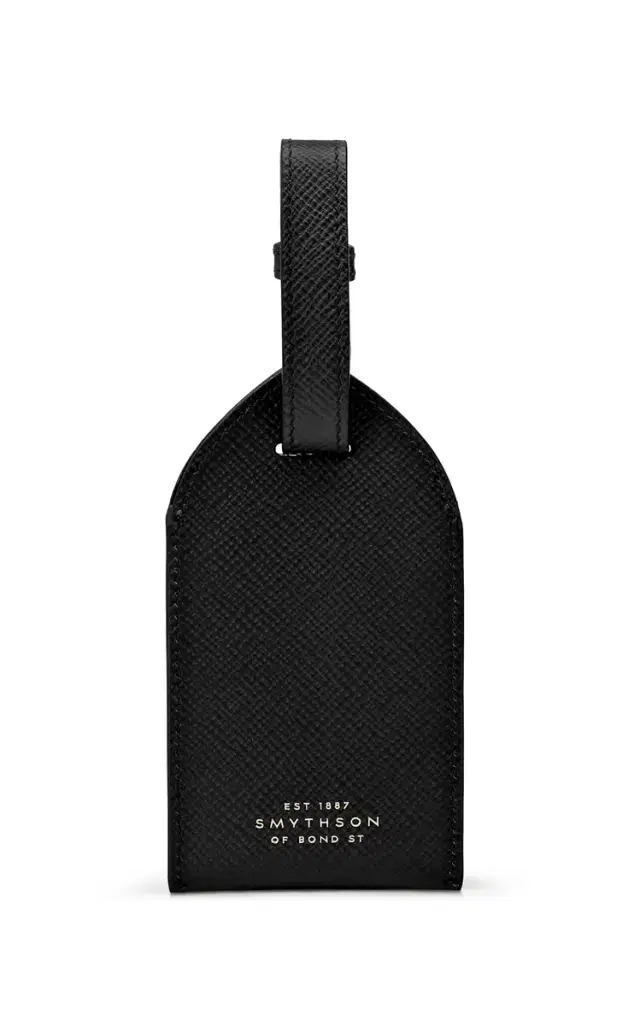 Smythson Panama Leather Luggage Tag - Black