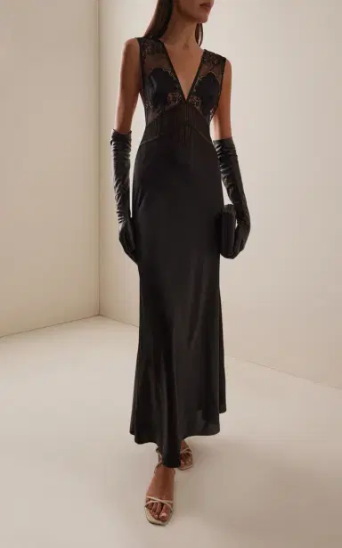 SLEEPING WITH JACQUES Exclusive Pascal Lace-Inset Silk Maxi Dress | Thumbnail 3 SLEEPING WITH JACQUES Exclusive Pascal Lace-Inset Silk Maxi Dress | Thumbnail 3
