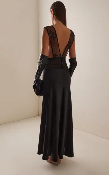 SLEEPING WITH JACQUES Exclusive Pascal Lace-Inset Silk Maxi Dress | Thumbnail 5 SLEEPING WITH JACQUES Exclusive Pascal Lace-Inset Silk Maxi Dress | Thumbnail 5
