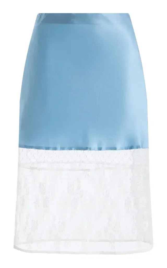 Francine Lace-Trimmed Stretch Silk-Satin Midi Skirt