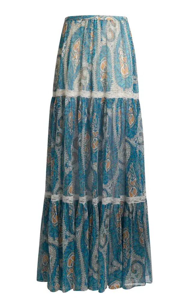 Tiered Silk Maxi Skirt