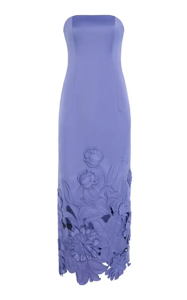Leo Lin Rayna Floral-Appliquéd Cutout Crepe Maxi Dress