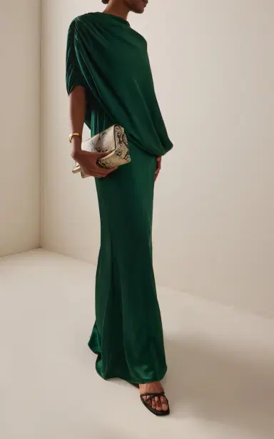 DEME Exclusive The Talia Draped Silk-Satin Maxi Dress | Thumbnail 3 DEME Exclusive The Talia Draped Silk-Satin Maxi Dress | Thumbnail 3