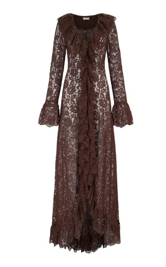 DE LA VALI Clementina Ruffled Lace Maxi Dress