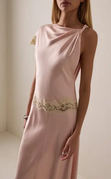 DE LA VALI Exclusive Adriana Lace-Trimmed Satin Midi Dress | Thumbnail 3 DE LA VALI Exclusive Adriana Lace-Trimmed Satin Midi Dress | Thumbnail 3