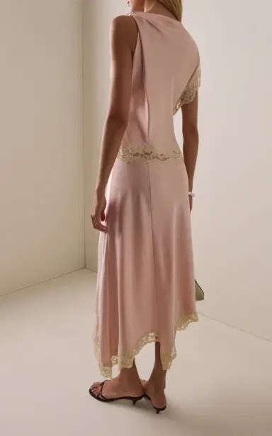 DE LA VALI Exclusive Adriana Lace-Trimmed Satin Midi Dress | Thumbnail 4 DE LA VALI Exclusive Adriana Lace-Trimmed Satin Midi Dress | Thumbnail 4