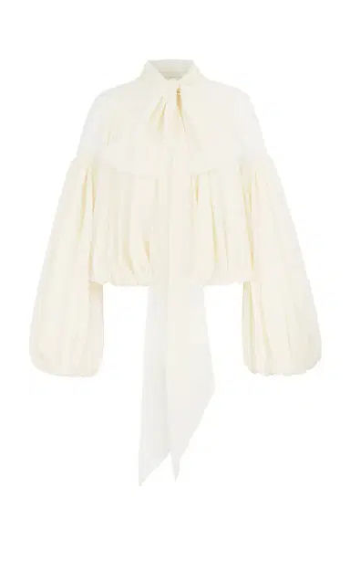 DE LA VALI Solana Crepe Tie-Neck Top | Thumbnail 6