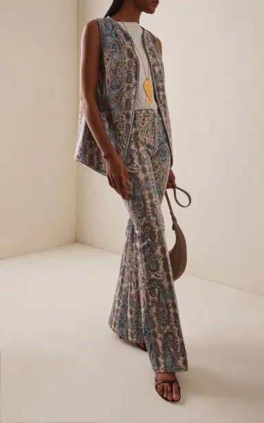 Etro Paisley-Jacquard Cotton-Blend Flared Trousers | Thumbnail 2 Etro Paisley-Jacquard Cotton-Blend Flared Trousers | Thumbnail 2