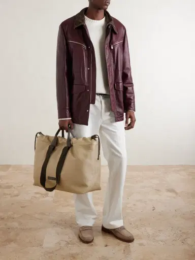 Brunello Cucinelli Leather-Trimmed Raffia Weekend Bag - Men | Thumbnail 2 Brunello Cucinelli Leather-Trimmed Raffia Weekend Bag - Men | Thumbnail 2