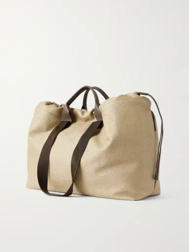 Brunello Cucinelli Leather-Trimmed Raffia Weekend Bag - Men | Thumbnail 4 Brunello Cucinelli Leather-Trimmed Raffia Weekend Bag - Men | Thumbnail 4
