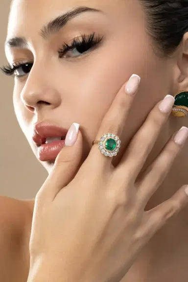 GOSHWARA Emerald Diamond Cushion G-One Ring | Thumbnail 4