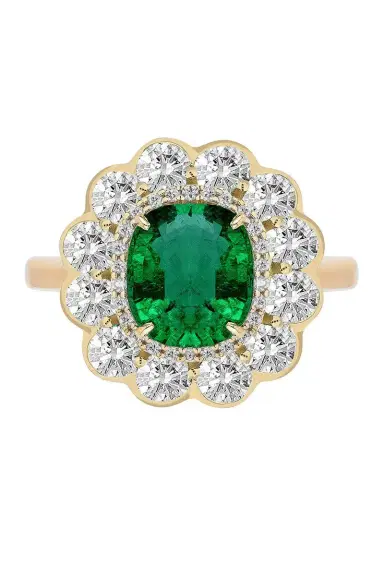 GOSHWARA Emerald Diamond Cushion G-One Ring | Thumbnail 1