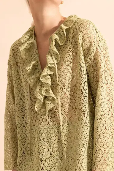 Giambattista Valli Filigree Macrame Ruffle Blouse | Thumbnail 2