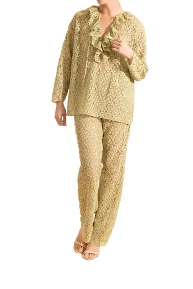 Giambattista Valli Filigree Macrame Ruffle Blouse | Thumbnail 1