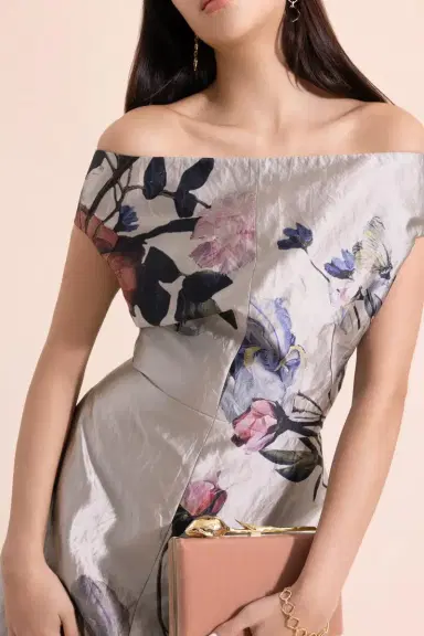 Erdem Floral Texture Off The Shoulder Gown | Thumbnail 3