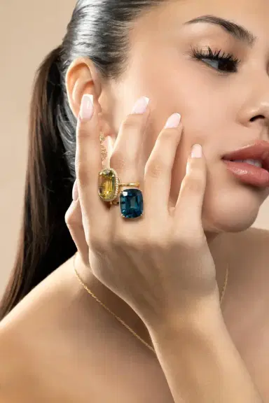 GOSHWARA Lemon Quartz Cushion Gossip Ring | Thumbnail 4
